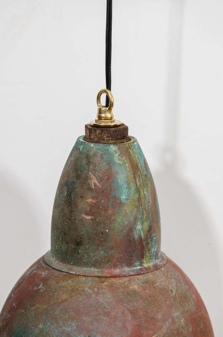 20th Century French Industrial Copper Teardrop Pendant Lights
